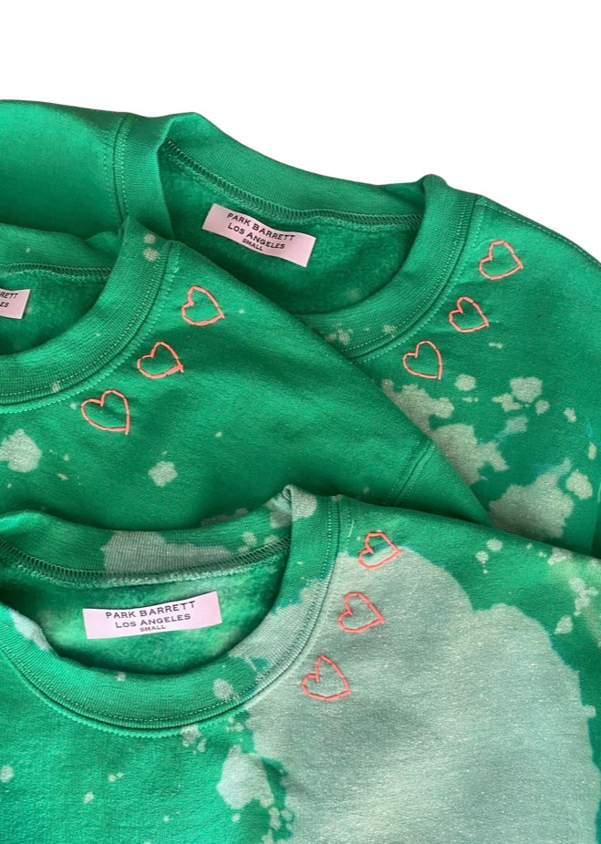 WOMENS SALE- GREEN CLOUD HEART SWEATSHIRT