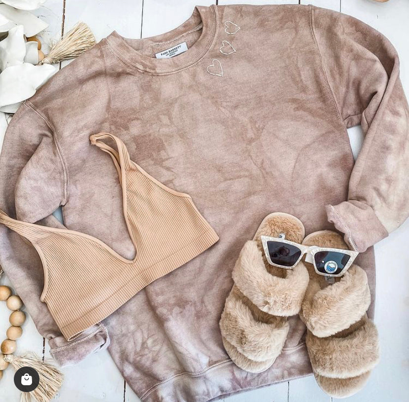 Camel Tie Dye Crew Sweatshirt